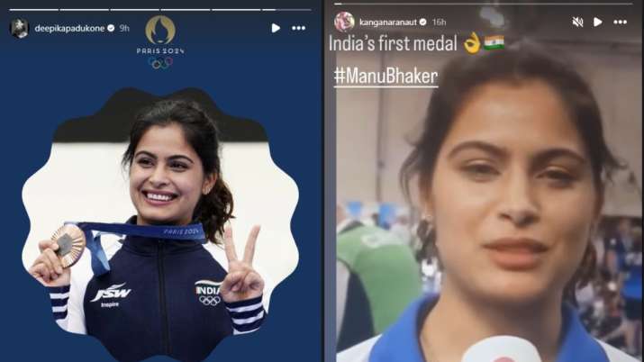 India Tv - Deepika and Kangana's Instagram stories for Manu Bhaker India Tv - Manu Bhaker