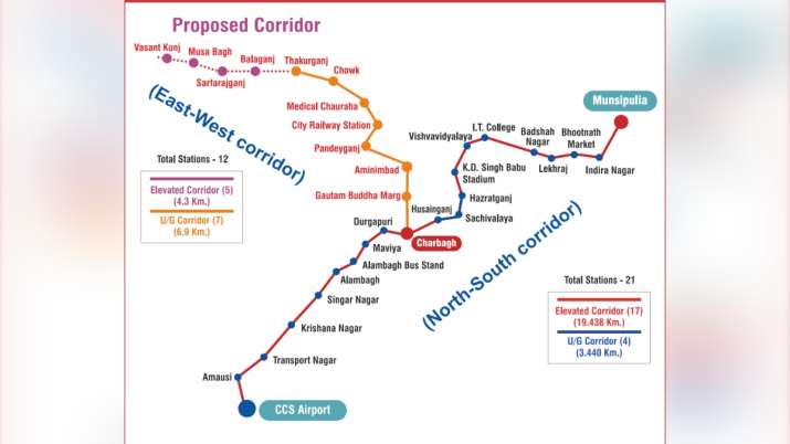 Lucknow Metro's East-West corridor between Charbagh to Vasankunj gets ...