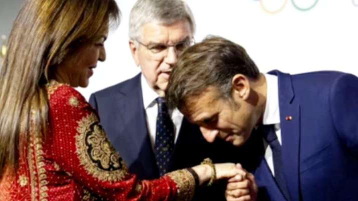 French President Emmanuel Macron welcomes Nita Ambani at 2024 Paris Olympics event, pic goes viral