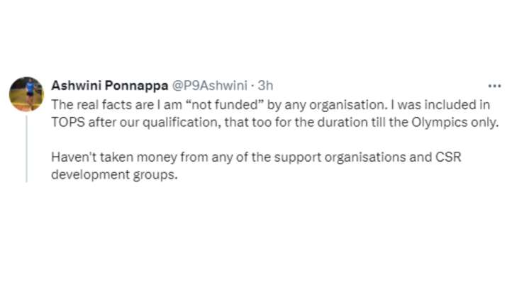 India Tv - Ashwini Ponnappa tweet