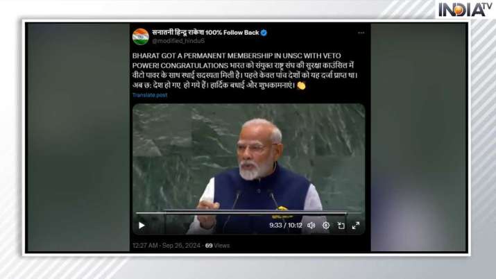 India Tv – Fact Check, PM Modi, UNSC