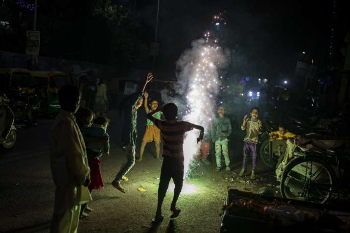 India Tv - Children enjoying firecrackers in Delhi