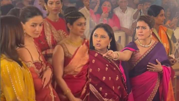 Kajol shouts at devotee at Durga Puja pandal while Alia Bhatt stands still, video goes viral | WATCH