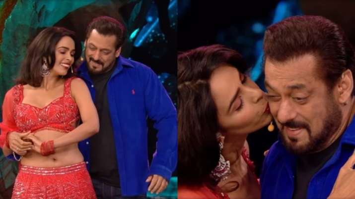 Mallika Sherawat flirts with Salman Khan on Bigg Boss 18 Weekend Ka Vaar, video viral | WATCH