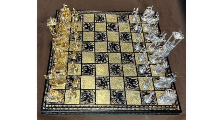 India Tv - Hand carved silver chess set