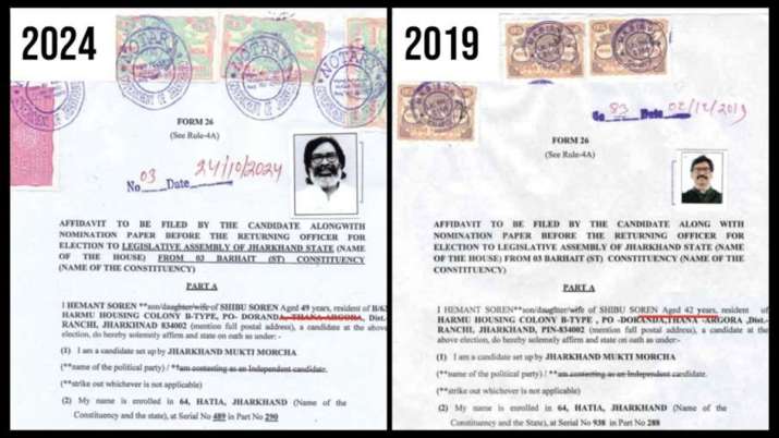 India Tv - Hemant Soren's election affidavit of 2019 and 2024