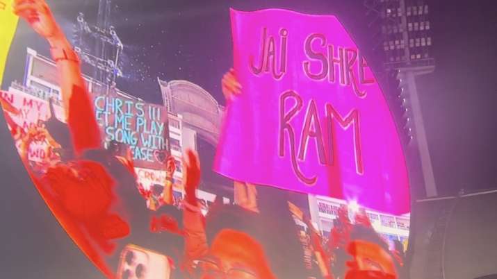 India Tv - Coldplay, Coldplay Mumbai concert,  Chris Martin, Jai Shree Ram