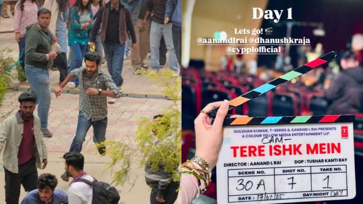 Tere Ishk Mein: Dhanush, Kriti Sanon shoot for upcoming movie at Delhi college campus