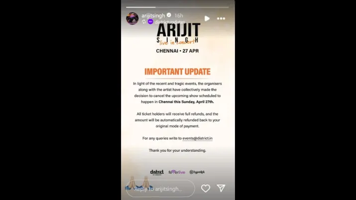 Shreya Ghoshal, Arijit Singh and Papon cancel shows after tragic Pahalgam terror attack | See post