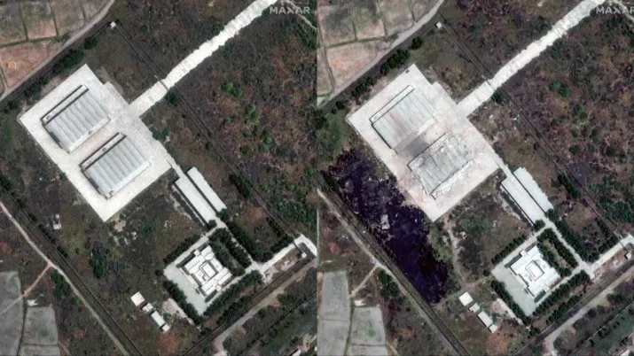 India Tv - Sukkur Air Base, Sindh (Left: Before Indian Strikes | Right: After Impact of Indian Strikes)
