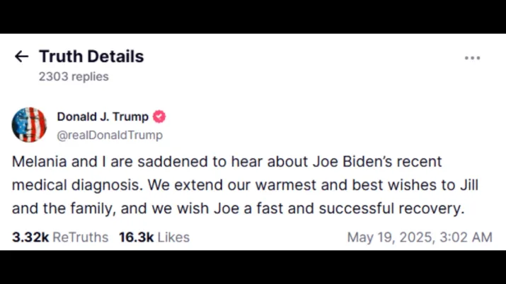 India Tv - Donald Trump's Truth Social post India Tv - Joe Biden, Donald Trump, prostate cancer