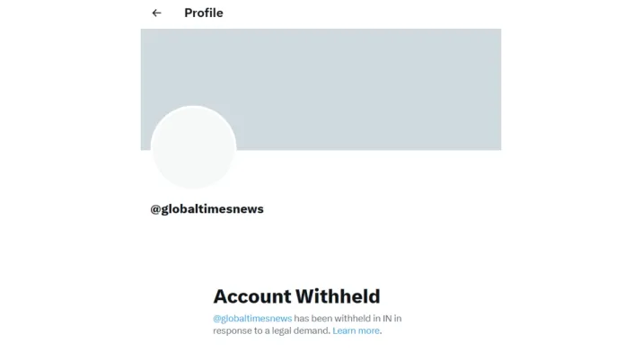 India Tv - Global Times, Chinese propaganda media outlet, X account withheld, India