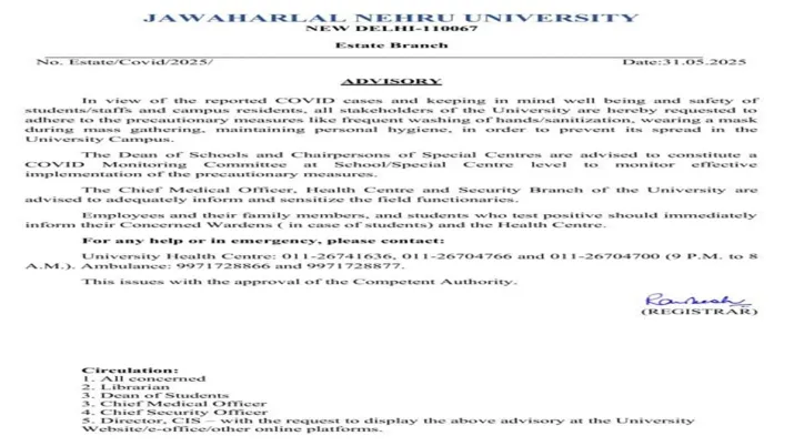 India Tv - jnu covid case, COVID-19 JNU, COVID-19 1st case detected in jnu, jnu issues health advisory after fi