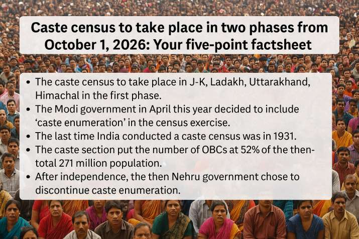 Caste census to begin in two phases from October 1, 2026: When was it ...