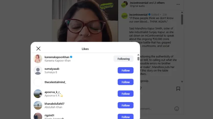 India Tv - Screengrab of Kareena Kapoor's reaction to a post