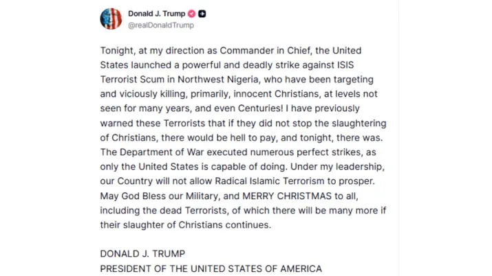 India Tv - Screengrab of US President Donald Trump's Truth Social post.