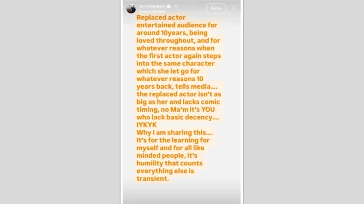 India Tv - Sourabh Raaj Jain's Instagram story.