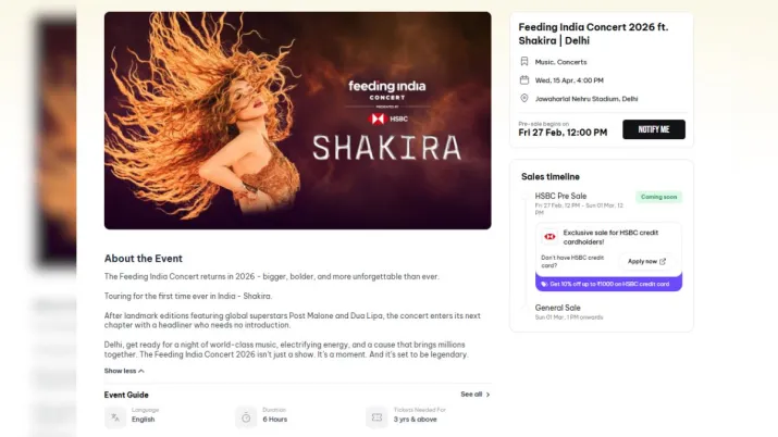 India Tv - Shakira India Tour 2026 Details