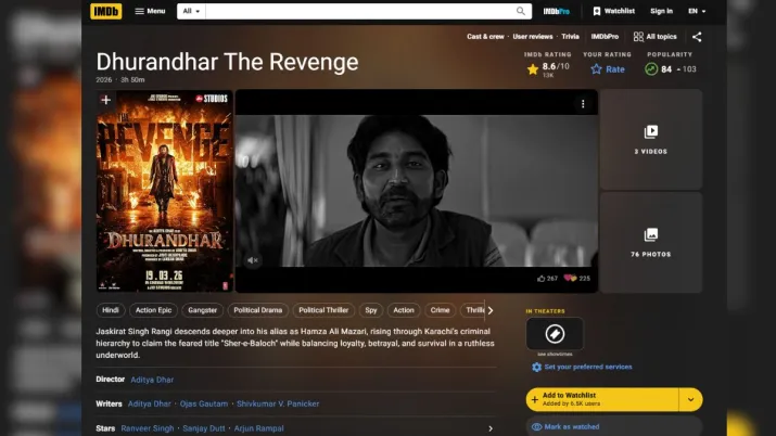India Tv - Dhurandhar The Revenge's IMDb rating.