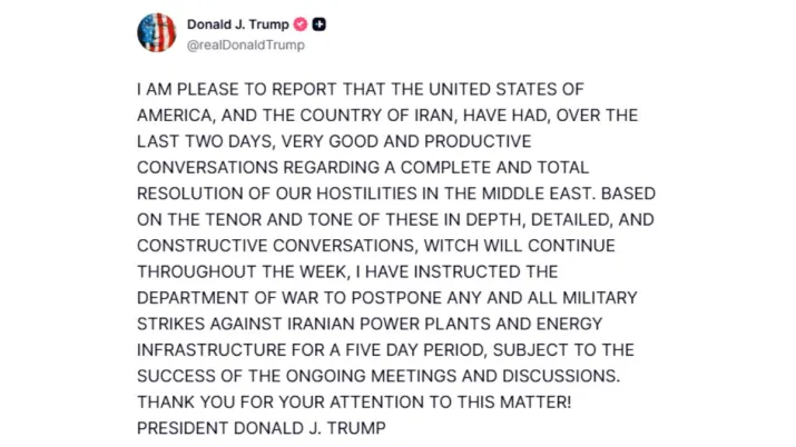 India Tv - US President Donald Trump's Truth Social post.