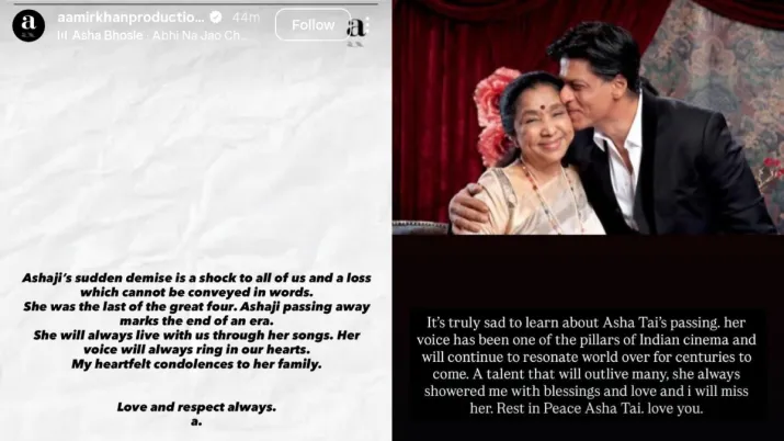 India Tv - Aamir Khan and Shah Rukh Khan's Instagram stories for Asha Bhosle India Tv - Aamir Khan and Shah Rukh Khan's Instagram stories for Asha Bhosle