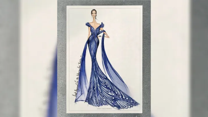 India Tv - A sketch of Aishwarya Rai Bachchan's Cannes look. India Tv - A sketch of Aishwarya Rai Bachchan's Cannes look.