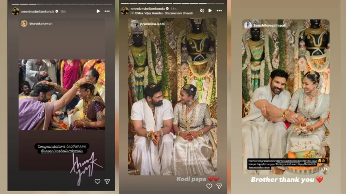 India Tv - Screengrab taken from Bellamkonda Sai Sreenivas' Instagram Stories. India Tv - Screengrab taken from Bellamkonda Sai Sreenivas' Instagram Stories.