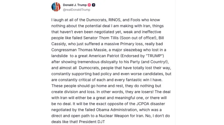 India Tv - US President Donald Trump's Truth Social post. India Tv - US President Donald Trump's Truth Social post.