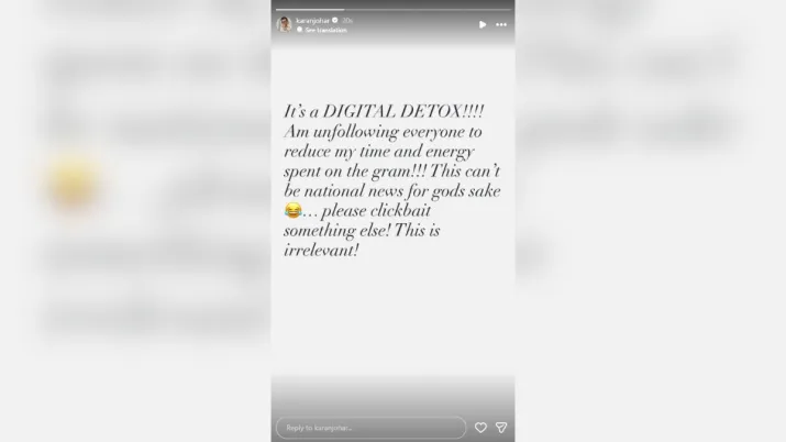 India Tv - Screengrab taken from Karan Johar's Instagram story. India Tv - Screengrab taken from Karan Johar's Instagram story.