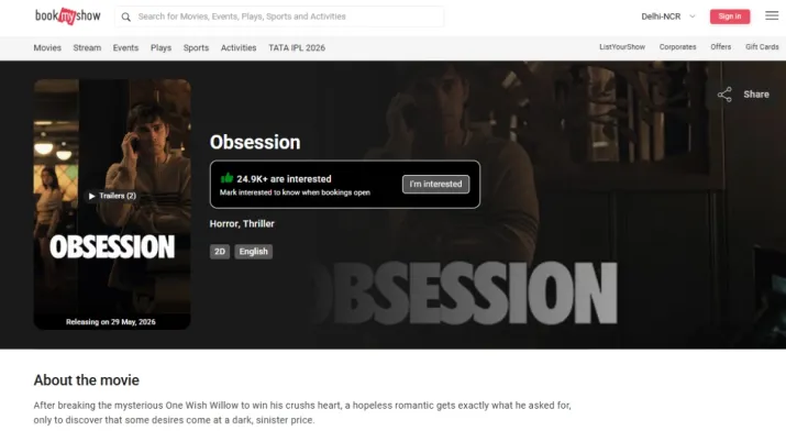 India Tv - Obsession movie release date in India