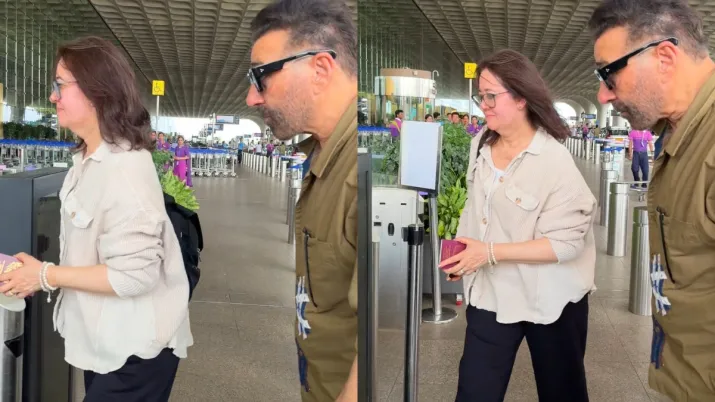 India Tv - Sunny Deol and Pooja Deol were clicked at the airport together India Tv - Sunny Deol and Pooja Deol