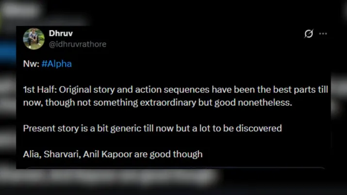 India Tv - Screengrab showing X post about Alpha review. India Tv - Screengrab showing X post about Alpha review.
