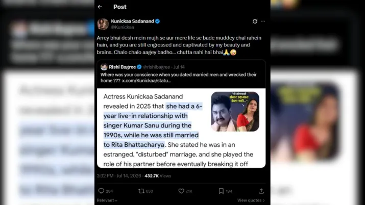 India Tv - Screengrab taken from Kunickaa Sadanand's X post India Tv - Screengrab taken from Kunickaa Sadanand's X post