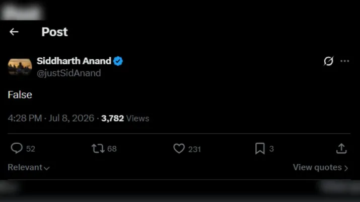 India Tv - Screengrab taken from Siddharth Anand's X post India Tv - Siddharth Anand's X post.