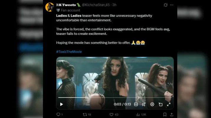 India Tv - Screengrab showing X users reacting to Toxic's new 'Ladies and Ladies' teaser. 