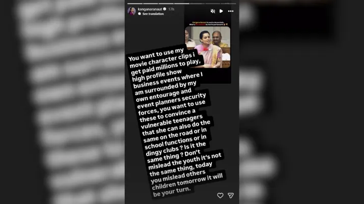 India Tv - Kangana Ranaut's IG story.
