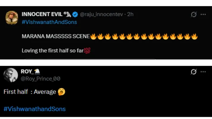 India Tv - Screengrab showing X users reacting to Suriya's Vishwanath and Sons. India Tv - X users reacting to Suriya's Vishwanath and Sons.