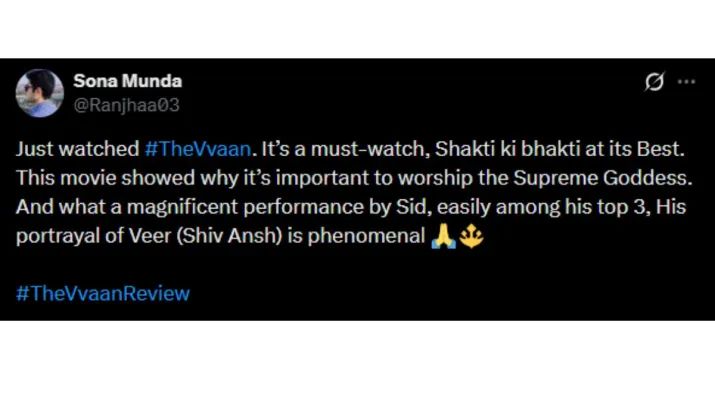 India Tv - Screengrab showing an X user reacting to The Vvaan. India Tv - The Vvaan X review