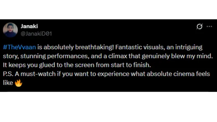 India Tv - Screengrab showing an X user reacting to The Vvaan. India Tv - The Vvaan X review