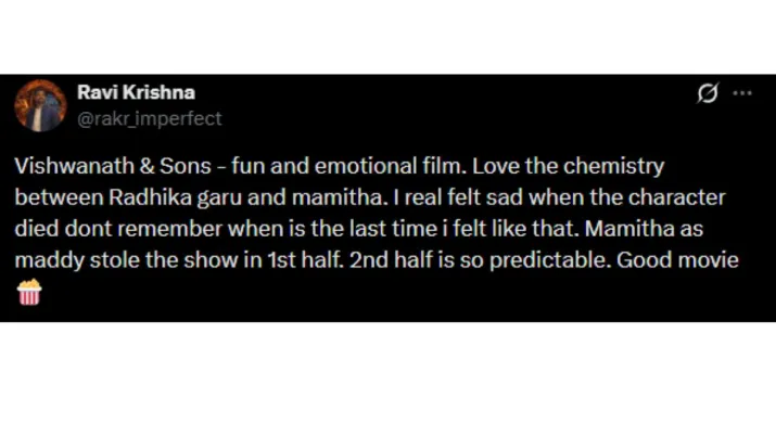India Tv - Screengrab showing X user reacting to Vishwanath and Sons. India Tv - Vishwanath and Sons poster