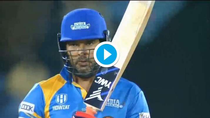 Road Safety World Series: Yuvraj Singh smokes four sixes in an over against  West Indies Legends | Cricket News – India TV