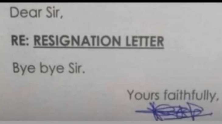 This hilarious three words resignation letter is so to the point that