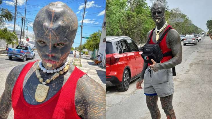 France's man calls himself 'Black Alien' after covering body with ...