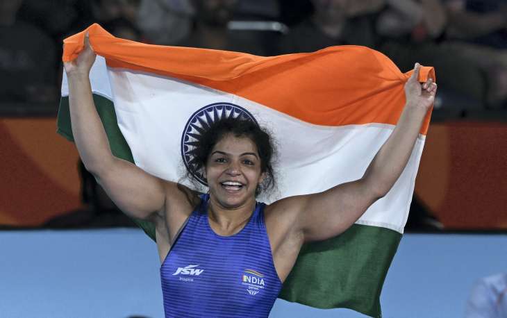 Sakshi Malik after her victory on Day 8 of CWG.
