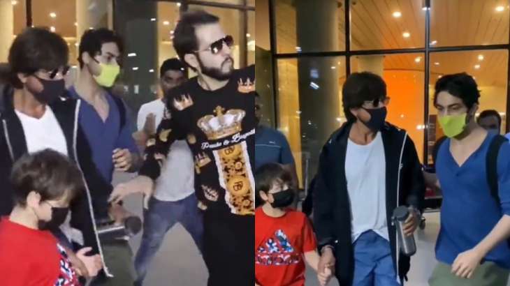 Shah Rukh Khan with Aryan Khan and AbRam. 