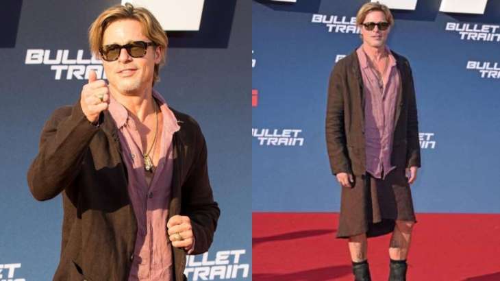 We're obsessed with Brad Pitt's linen skirt