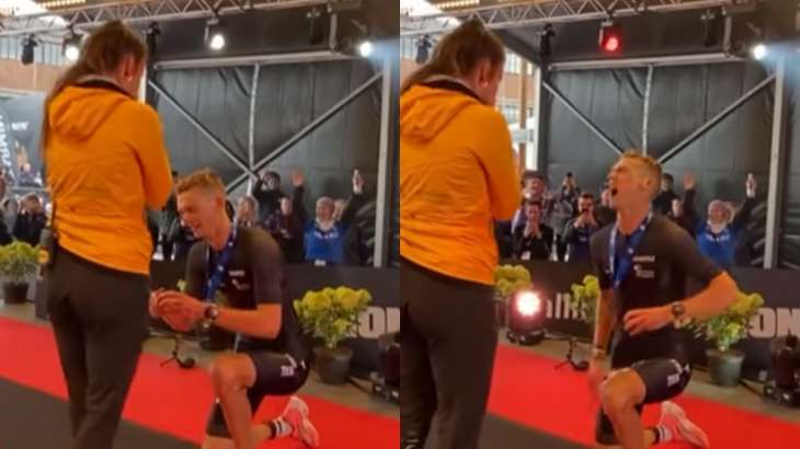 Man proposes girlfriend after suffering severe leg cramp