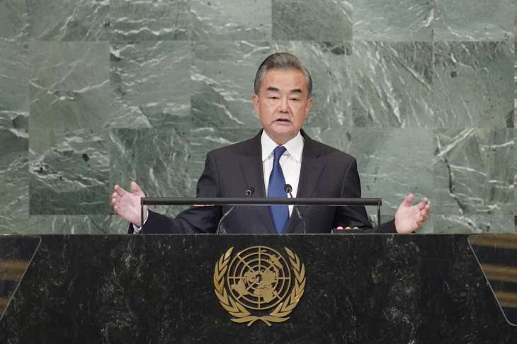 Foreign Minister of China Wang Yi addresses the 77th