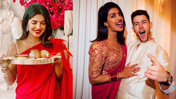 Priyanka Chopra Wears Chooda Writes Nick Jonas Initials With Mehendi To Celebrate Karwa Chauth 