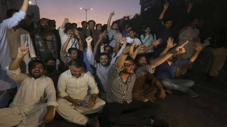 Supporters of former Pakistani Prime Minister Imran Khan's